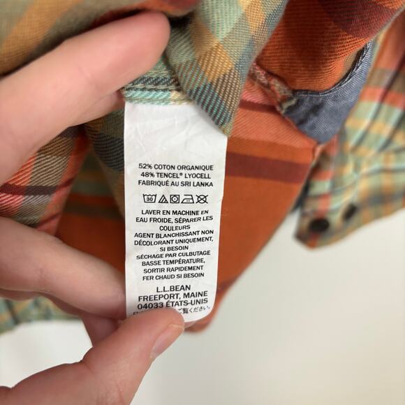 L.L. Bean Button Down Shirt Mens S Plaid Slightly Fitted Organic Cotton Gorpcore - Picture 8 of 8